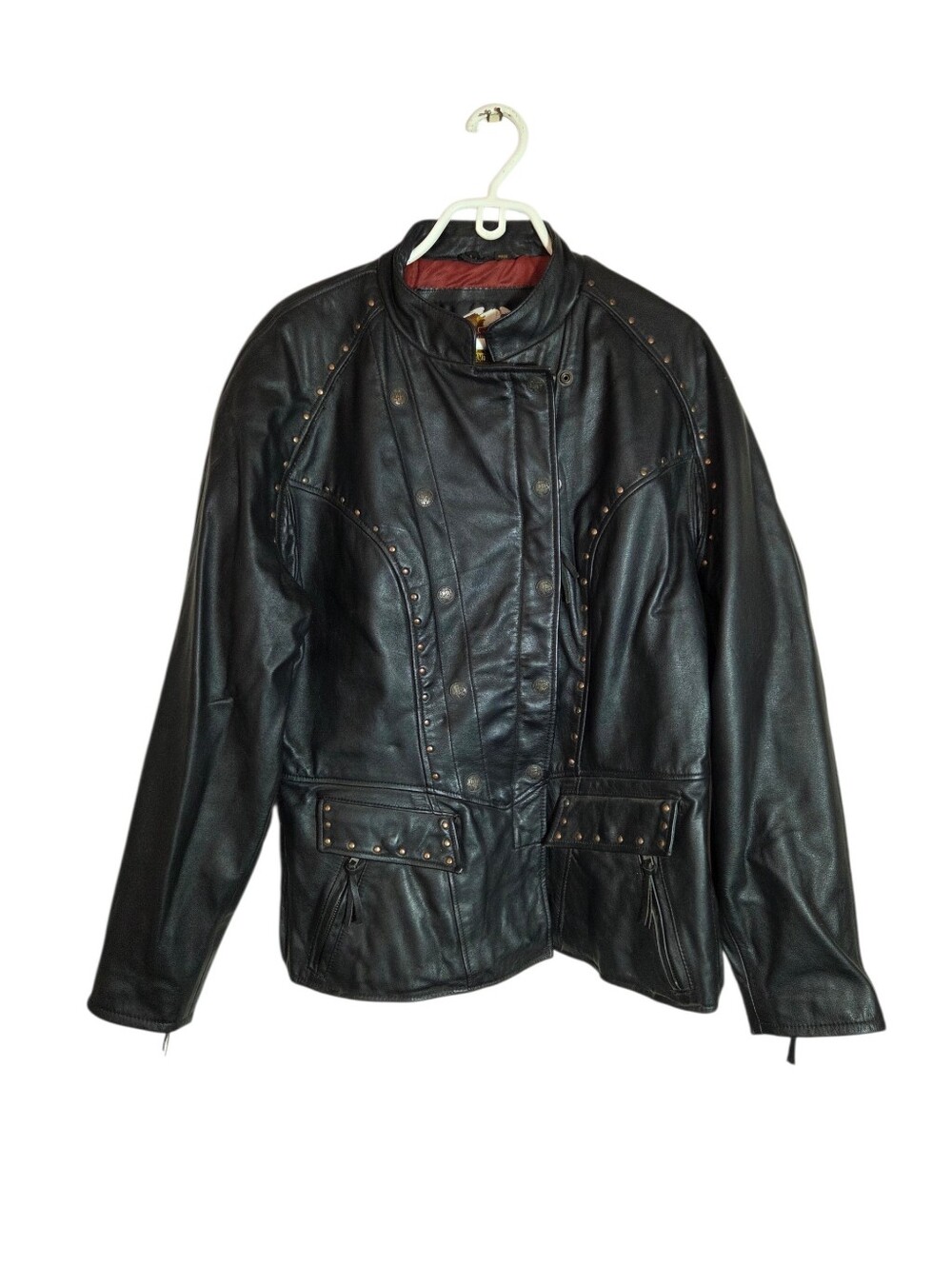 Vintage Harley-Davidson Women's Black Leather Motorcycle Jacket Studded Biker - Picture 2 of 4